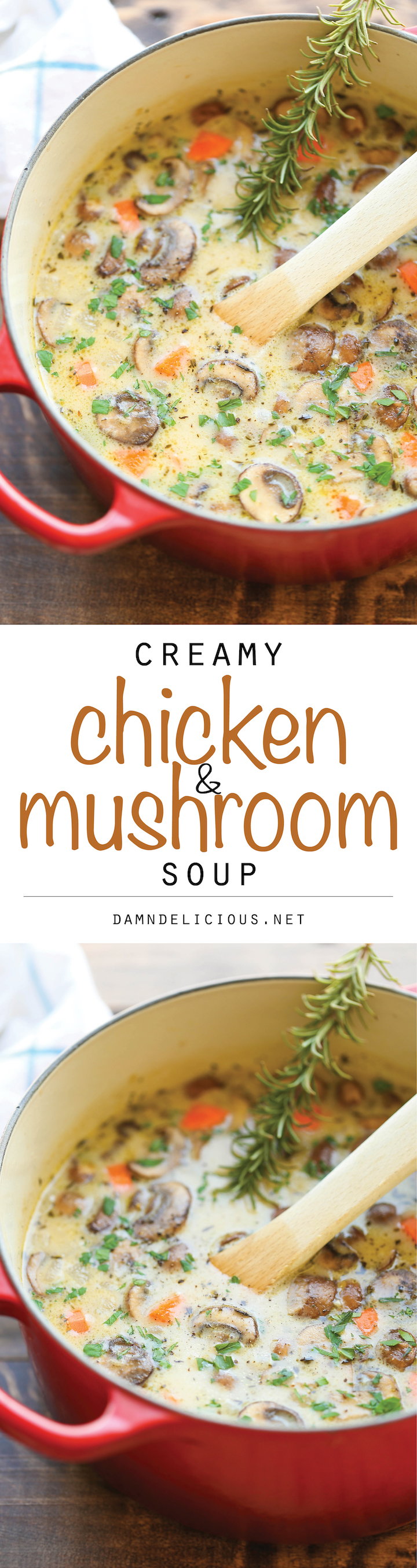 Creamy Chicken and Mushroom Soup - So cozy, so comforting and just so creamy. Best of all, this is made in 30 min from start to finish - so quick and easy!
