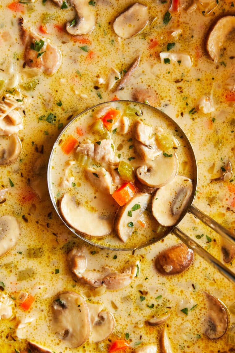 Creamy Chicken and Mushroom Soup - Velvety creamy mushroom soup! So cozy, comforting, hearty. A 30 min recipe, truly weeknight-dinner worthy!