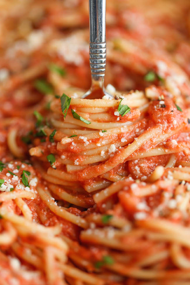 Spaghetti With Tomato Cream Sauce Damn Delicious