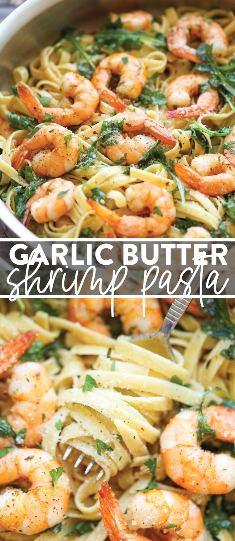 Garlic Butter Shrimp Pasta (20 Minute Dinner!) - Garlicky shrimp and fettuccine topped with fresh Parmesan! Quick for busy weeknights but fancy enough for weekend company! So simple so good.