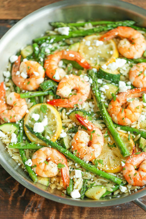 Shrimp, Asparagus and Zucchini Orzo Salad Damn Delicious