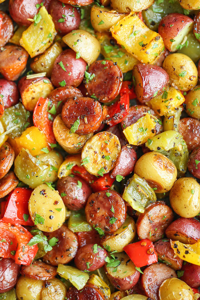 Easy Breakfast Potatoes - The BEST and EASIEST breakfast potatoes ever. No sautéing. No stirring. No fuss. Simply throw everything into the oven. That's it!