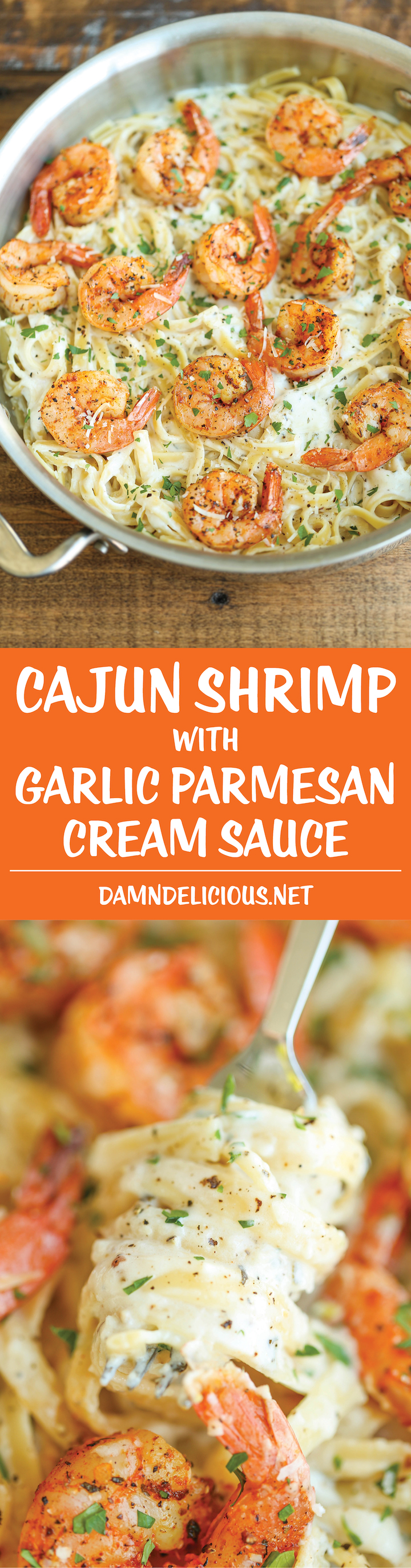 Cajun Shrimp with Garlic Parmesan Cream Sauce - The easiest weeknight meal with a homemade cream sauce that tastes a million times better than store-bought!