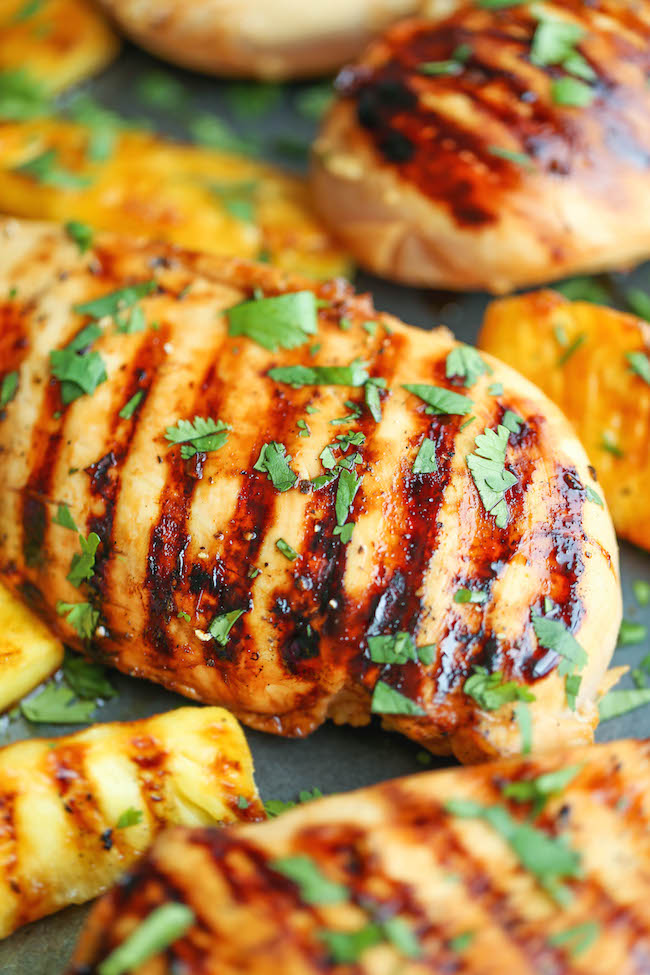 Hawaiian Chicken and Pineapple - Sweet and tangy chicken breasts grilled to absolute perfection with caramelized brown sugar pineapple. Just 10 min prep!
