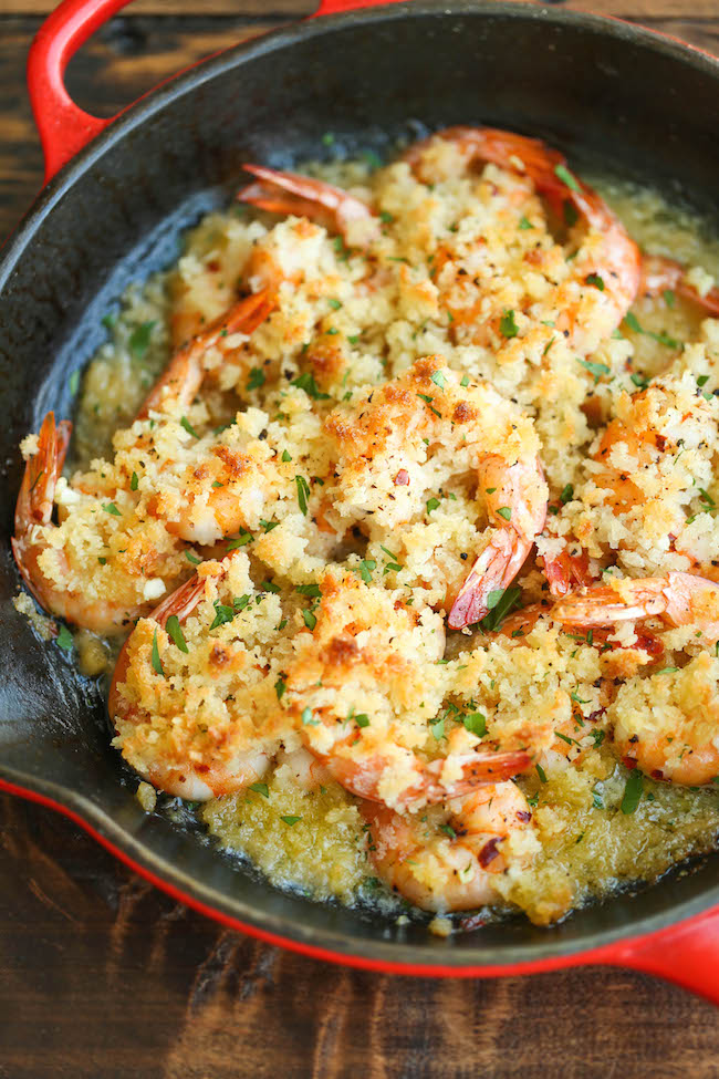 Baked Shrimp Scampi - This is the easiest yet fanciest dish of all - tender shrimp baked with buttery breadcrumbs, garlic and lemon juice. Just 10 min prep!