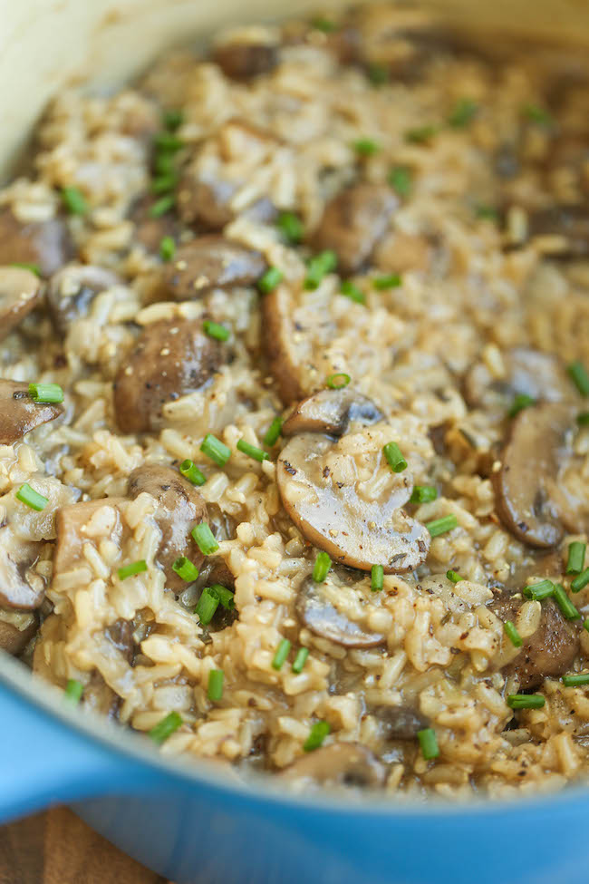 One Pot Mushroom Rice - Easy peasy mushroom rice made in one pot. Really! Even the rice gets cooked right in! It's so creamy and packed with so much flavor!