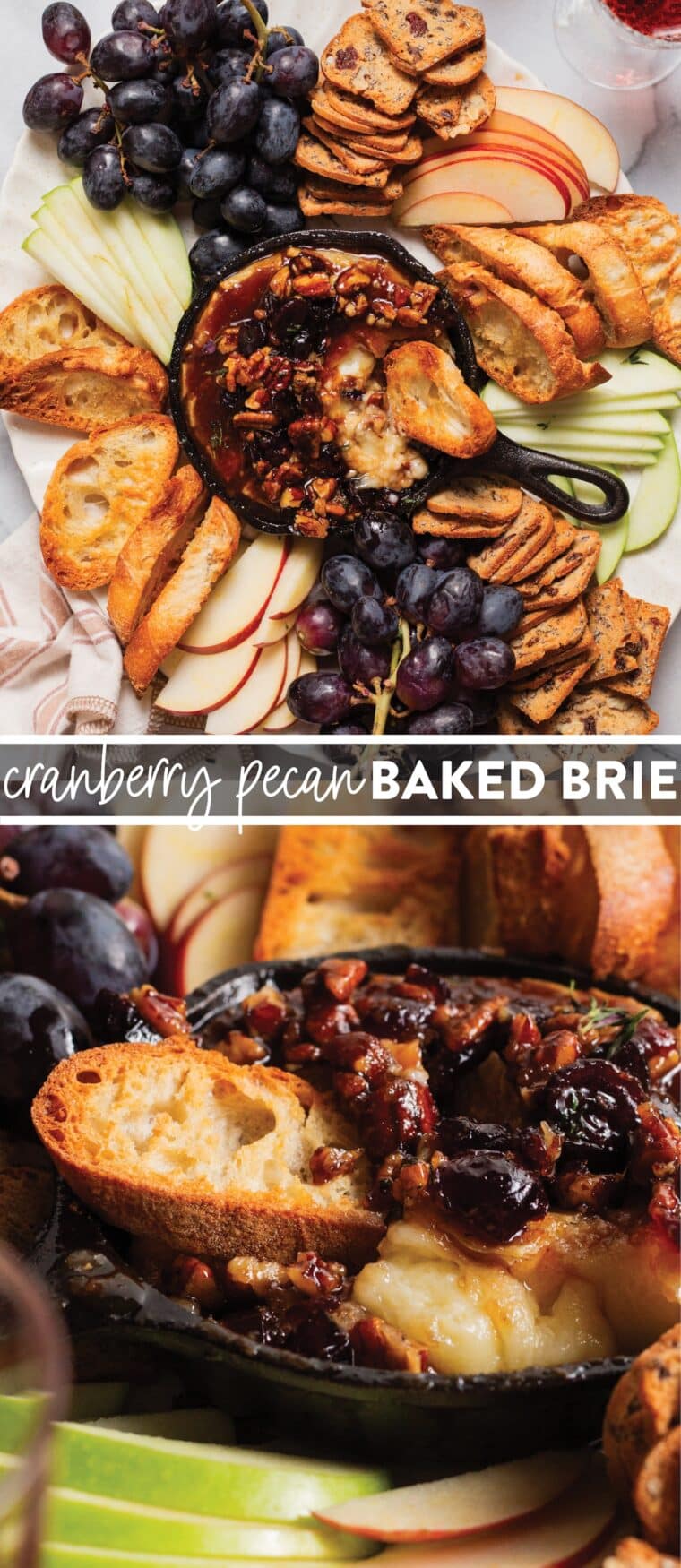 Cranberry Pecan Baked Brie - This cranberry pecan baked brie is the perfect holiday brie! Made with an irresistible warm maple-pecan topping. So easy yet so impressive!