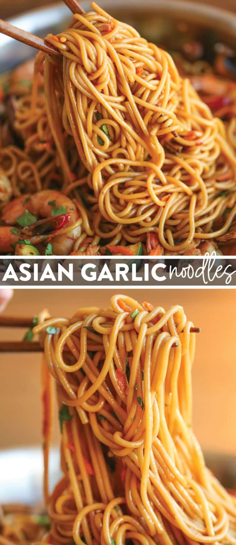Asian Garlic Noodles -“ An easy noodle stir-fry dish using pantry ingredients! Quick, no-fuss, and made in less than 30min. So fast, so good! class=