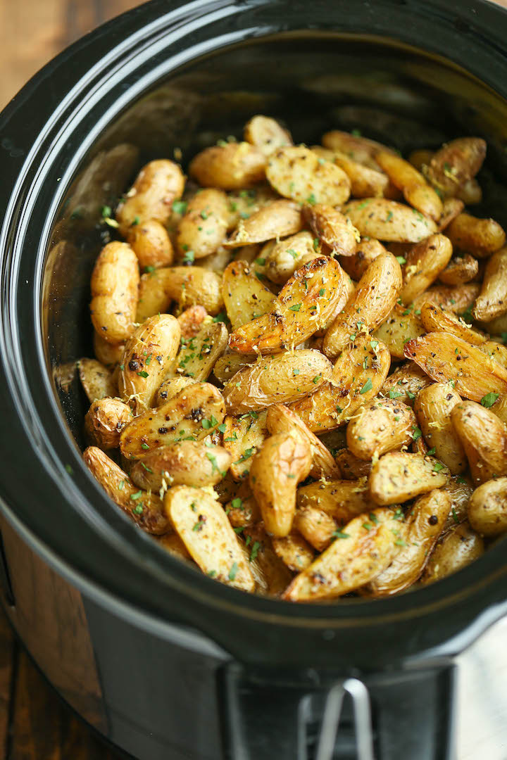 Slow Cooker Greek Potatoes - Damn Delicious