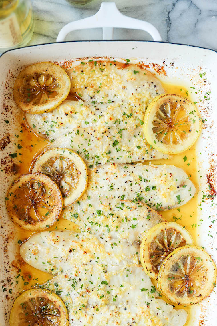 Baked Lemon Butter Tilapia - The easiest, most effortless 20 min meal ever from start to finish. And it's all made in a single pan. Win-win situation here.