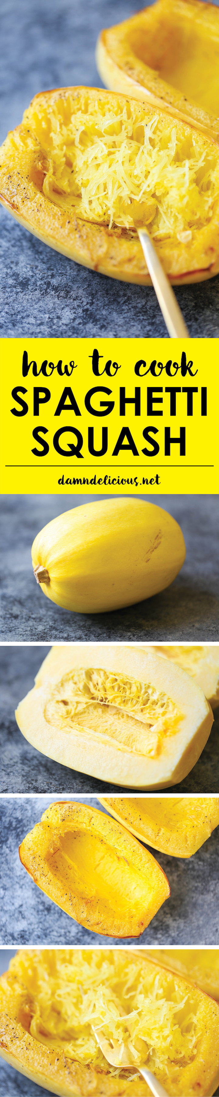 How to Cook Spaghetti Squash - The simplest and EASIEST way to cook spaghetti squash. And it's such a healthy substitute to pasta - low in calories and fat!
