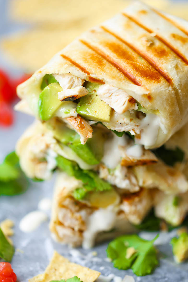 Chicken and Avocado Ranch Burritos - These come together with just 15 min prep! You can also make this ahead of time and bake right before serving. SO EASY!