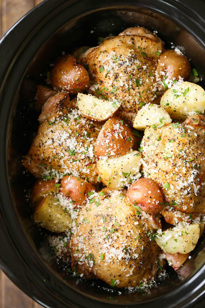 Slow Cooker Garlic Parmesan Chicken and Potatoes