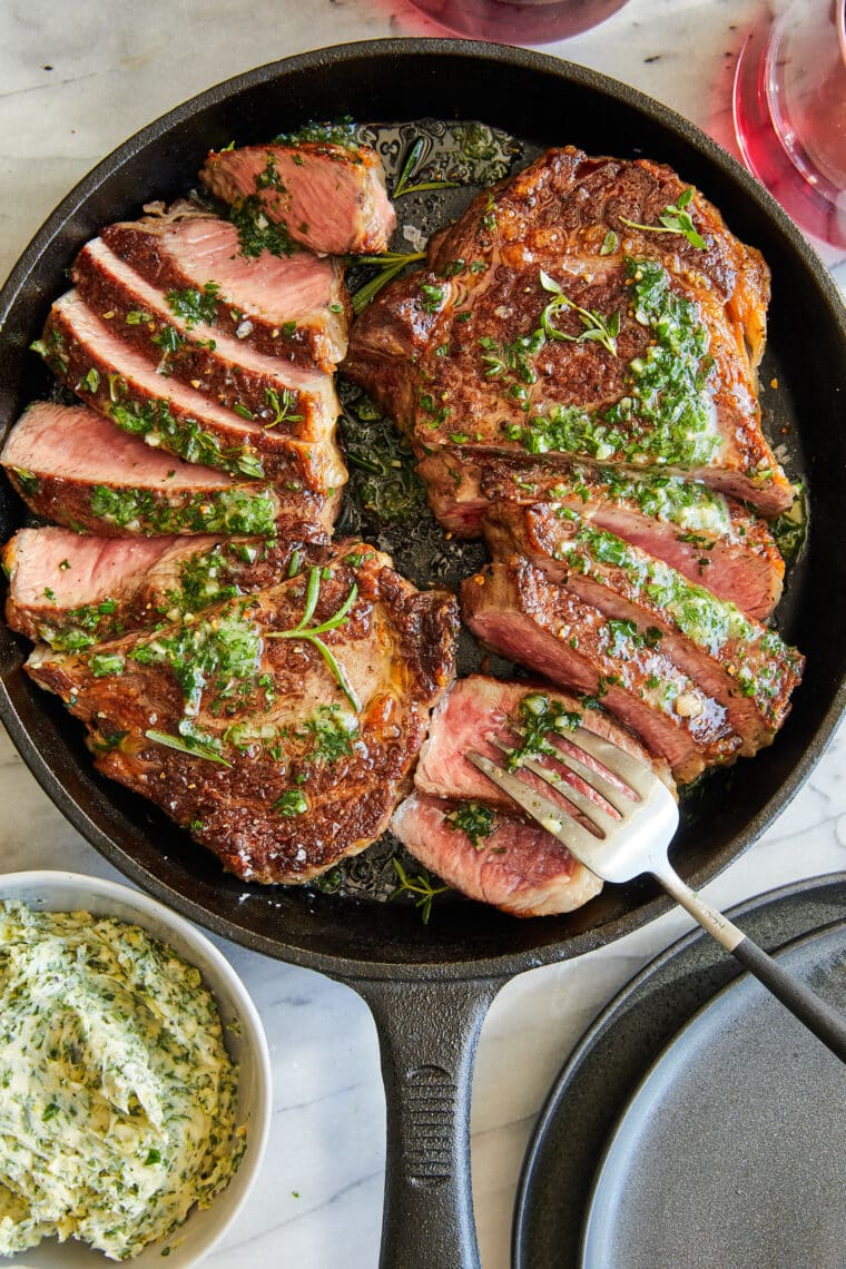The Perfect Steak with Garlic Butter - My tips and tricks for the most perfect steak! And the melted garlic herb butter is out of this world!
