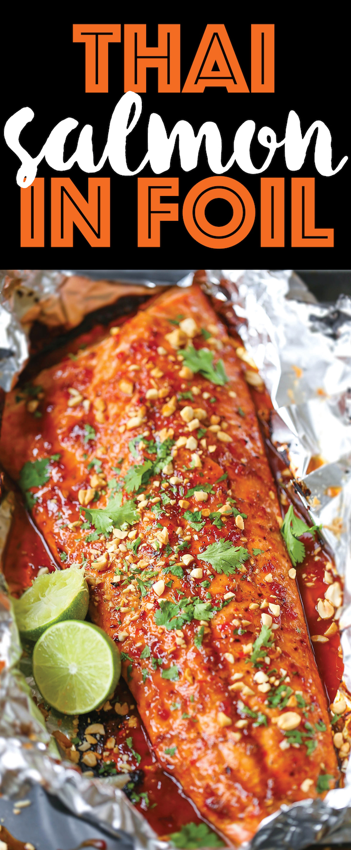 Thai Salmon in Foil - The flavors are sealed right into a foil packet with no clean up! The salmon comes out so tender/juicy. Sure to be a family favorite!