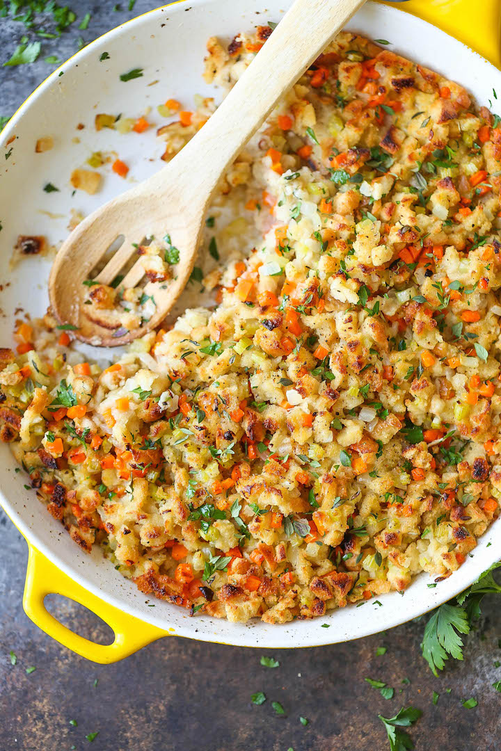 Homemade Stovetop Stuffing - Skip the boxed stuffing and try this super EASY stovetop version instead. I promise. It tastes a million times better!