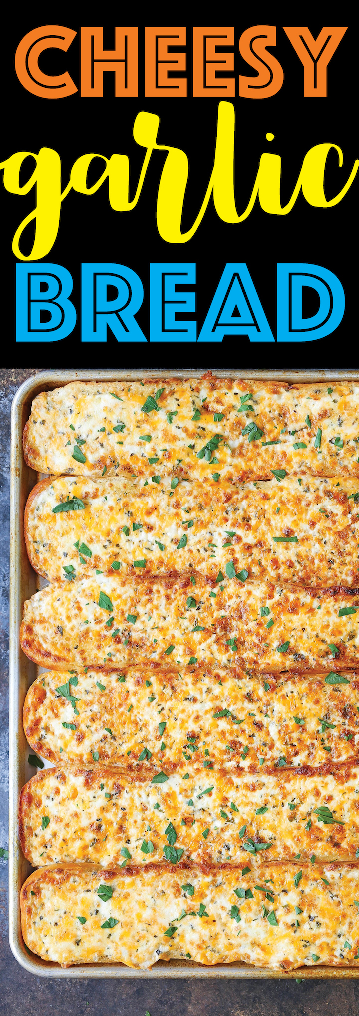 Cheesy Garlic Bread - One bite of this and everyone will beg you to make this again and again! So cheesy, so ooey gooey and so melt-in-your-mouth AH-MAZING!
