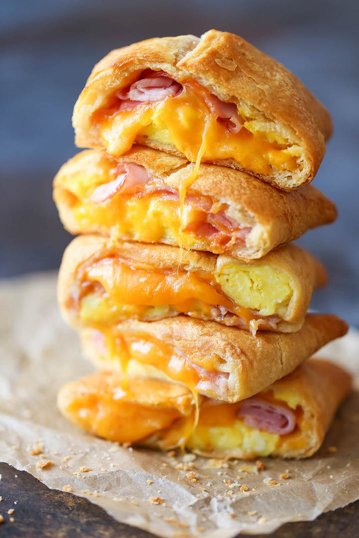 Ham Egg and Cheese Pockets - Homemade copycat hot pockets are so easy to make! You can freeze and reheat as needed - for breakfast or late-night cravings!