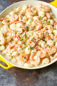 Shrimp and Gnocchi with Garlic Parmesan Cream Sauce