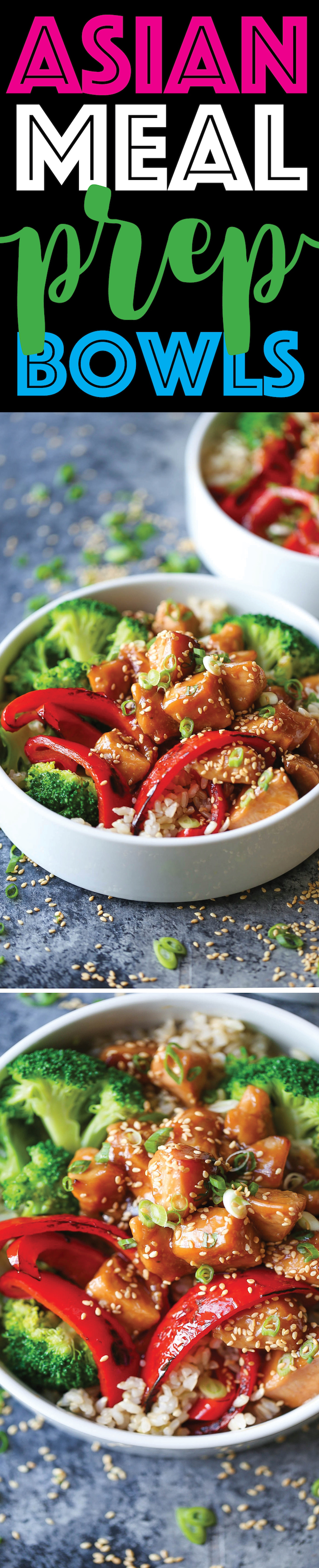 Asian Meal Prep Bowls - Meal prep for the entire week with teriyaki chicken, broccoli, bell pepper and brown rice. The sauce is also completely homemade!