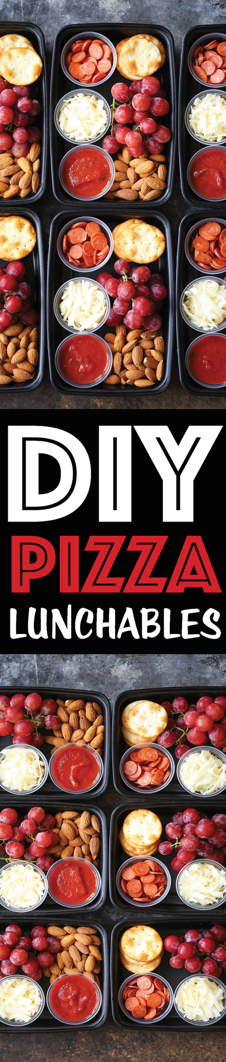 DIY Pizza Lunchables - This is so much better, tastier and healthier than the store-bought kind! Prep/make ahead of time for the week in just 10-15 min!