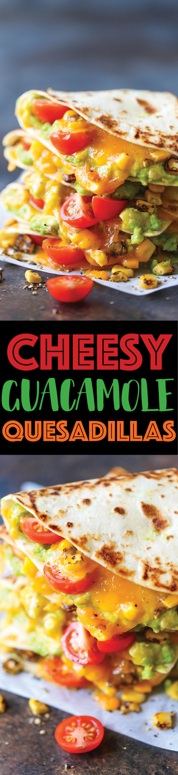 Guacamole Quesadillas - A quick go-to meal with only 5 ingredients! This can be served as an appetizer, side, light lunch or even a main! Sure to be a hit!