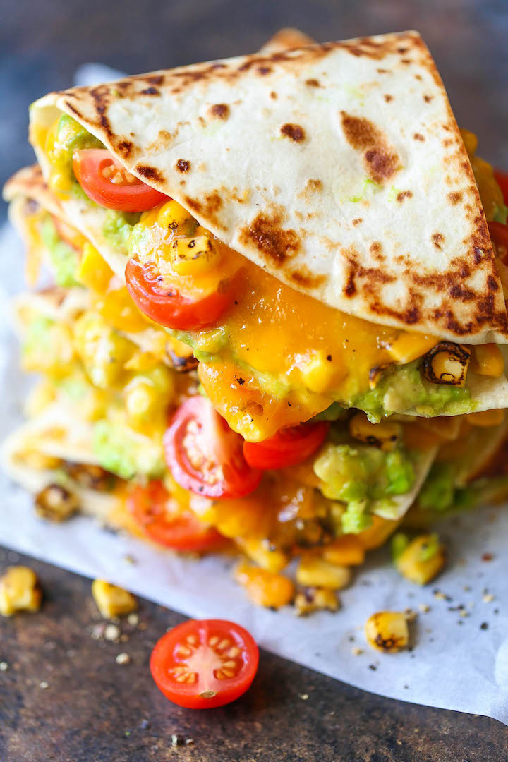 Guacamole Quesadillas - A quick go-to meal with only 5 ingredients! This can be served as an appetizer, side, light lunch or even a main! Sure to be a hit!