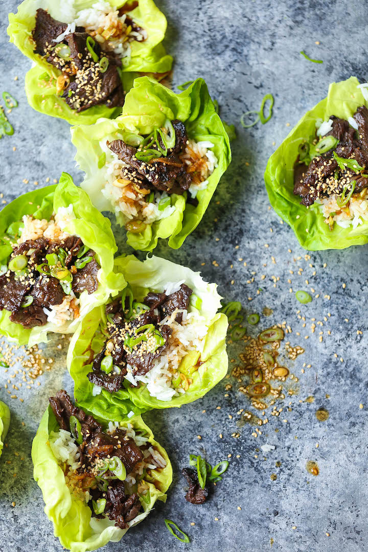 Korean Beef Lettuce Wraps - Everyone's favorite Korean BBQ made at home with these light/refreshing lettuce wraps! Can also be made/prepped ahead of time!