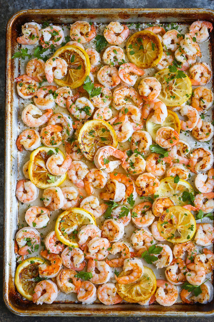 Sheet Pan Garlic Butter Shrimp - A complete sheet pan dinner with only 5 ingredients. YES! JUST 5!!! Plus, who can resist that garlic butter sauce, right?