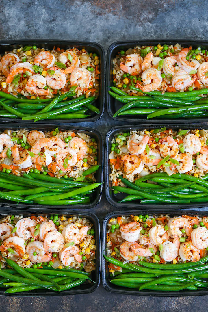 Shrimp Fried Rice Meal Prep - No need to order takeout anymore! Your favorite fried rice dish is packed right into meal prep boxes for the entire week!