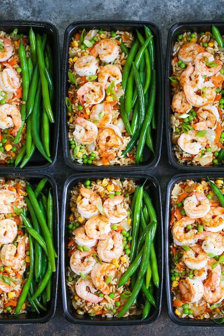 Shrimp Fried Rice Meal Prep - No need to order takeout anymore! Your favorite fried rice dish is packed right into meal prep boxes for the entire week!