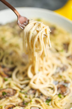 Spaghetti with Mushroom Herb Cream Sauce