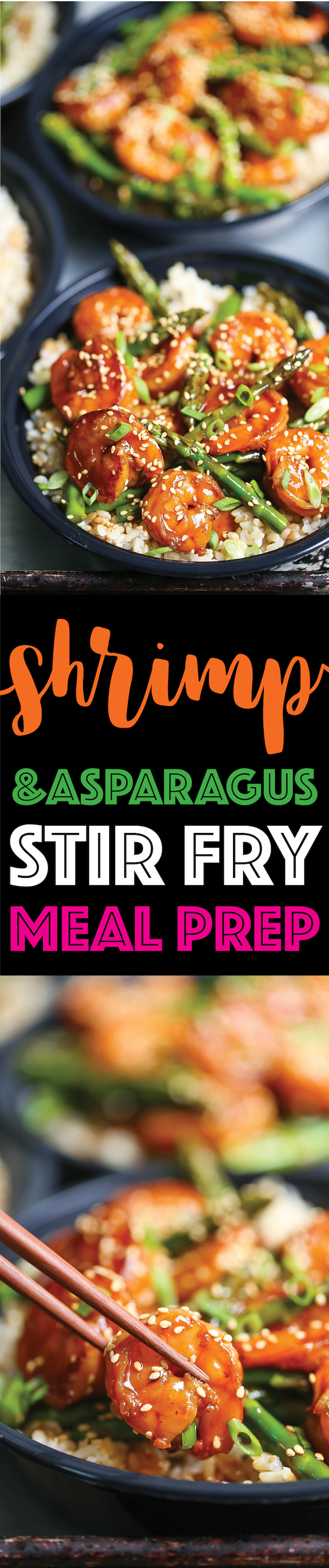 Shrimp and Asparagus Stir Fry Meal Prep - An easy stir fry that you can quickly prep ahead of time for the whole week! Simply add brown rice and you're set!