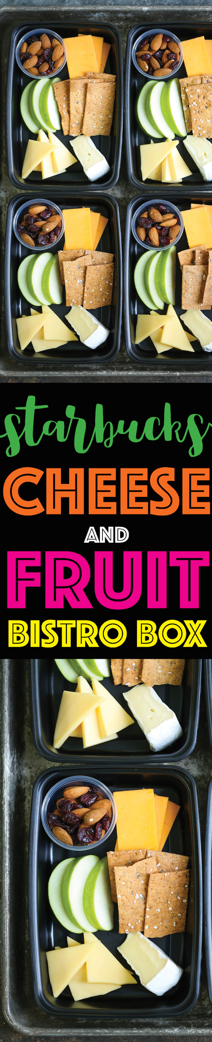 Copycat Starbucks Cheese and Fruit Bistro Box - Prep for the week ahead! Perfect to refuel and snack with cheese, crackers, apples, cranberries and almonds!