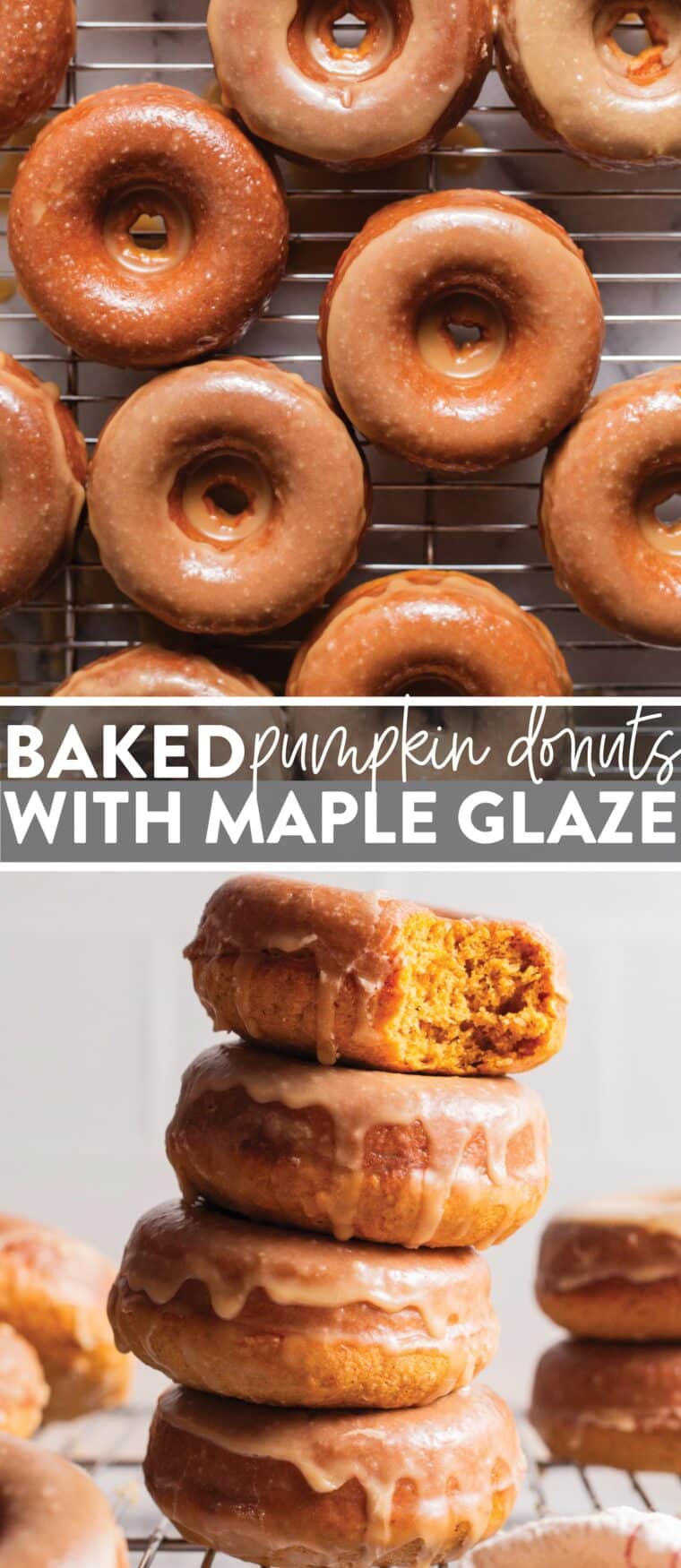 Baked Pumpkin Donuts with Maple Glaze - These easy baked pumpkin donuts with maple glaze are so soft, moist, and fluffy! Made in less than 1 hour with the most irresistible glaze!