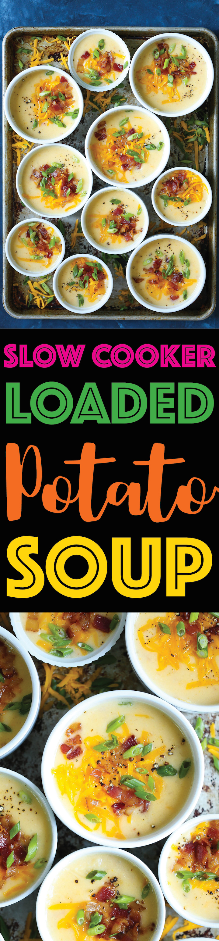 Slow Cooker Loaded Potato Soup - Everyone's favorite comfort food soup in crockpot form! Hands-off and incredibly easy with 15 min prep work! That's it!