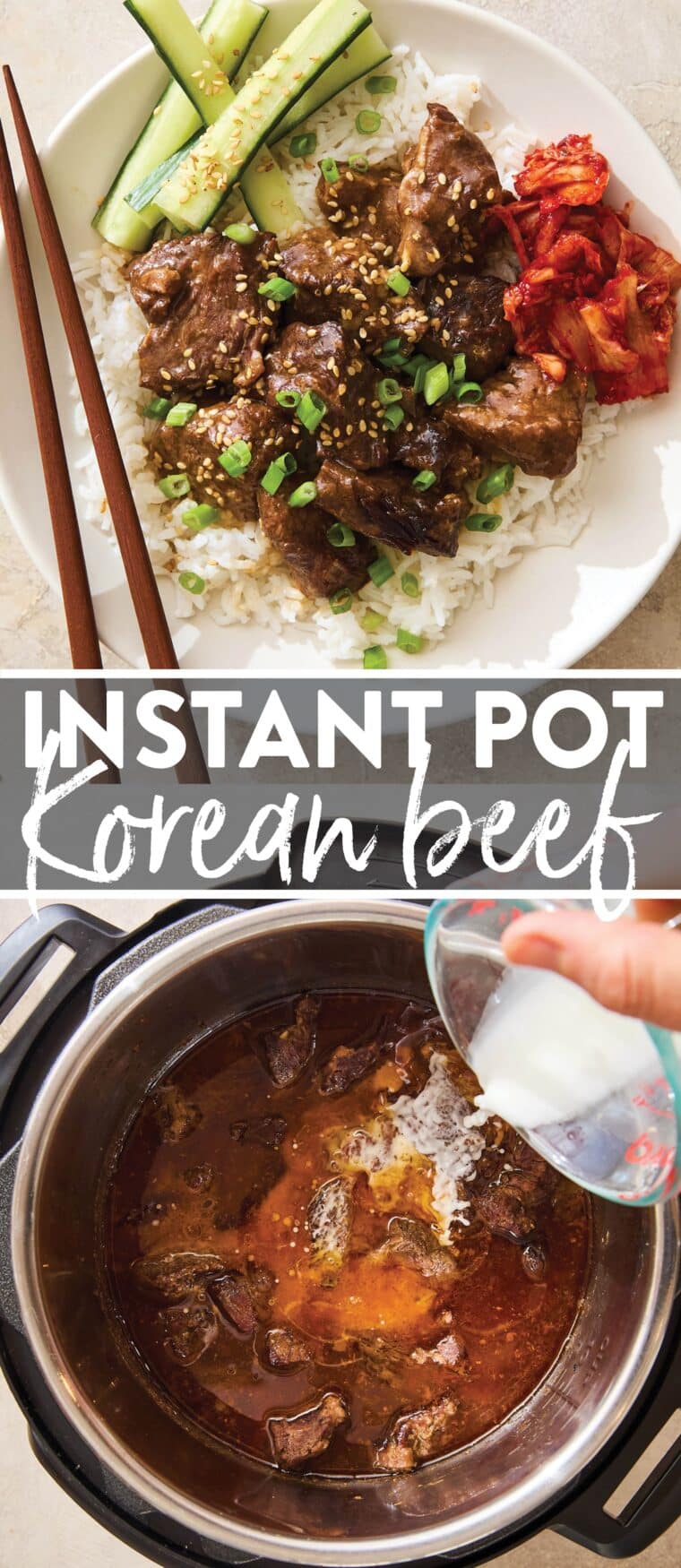 Instant Pot Korean Beef - The BEST and easiest Korean beef with 10 min prep or less! And the meat comes out amazingly juicy, flavorful and melt-in-your-mouth tender!