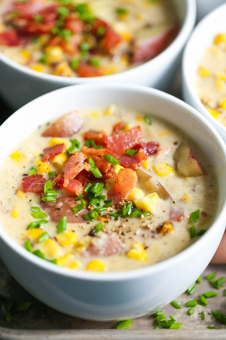 Instant Pot Potato Corn Chowder - So hearty, cozy and creamy - perfect for those cold nights! And it's made right in your pressure cooker so effortlessly! It's comfort food at it's easiest!