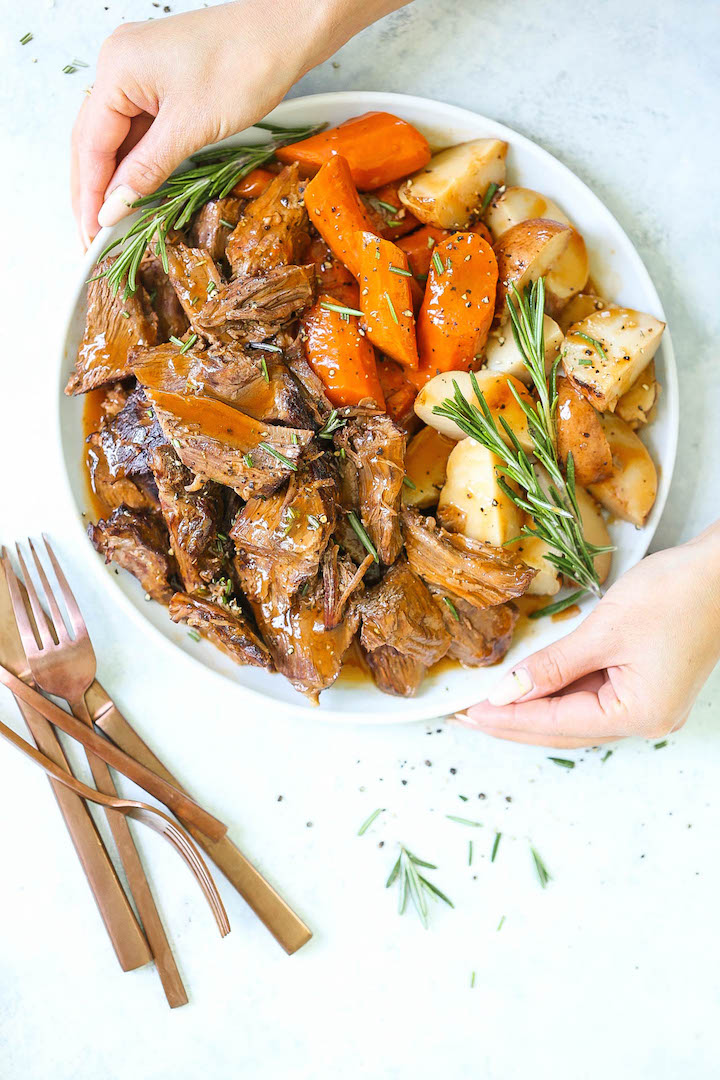 Instant Pot Pot Roast - A complete pot roast Sunday dinner in the pressure cooker in just 60 minutes? Yes, please! And the meat, potatoes, carrots and flavorful gravy all come together in ONE POT for the easiest clean up ever. Plus, the meat comes out so amazingly tender!