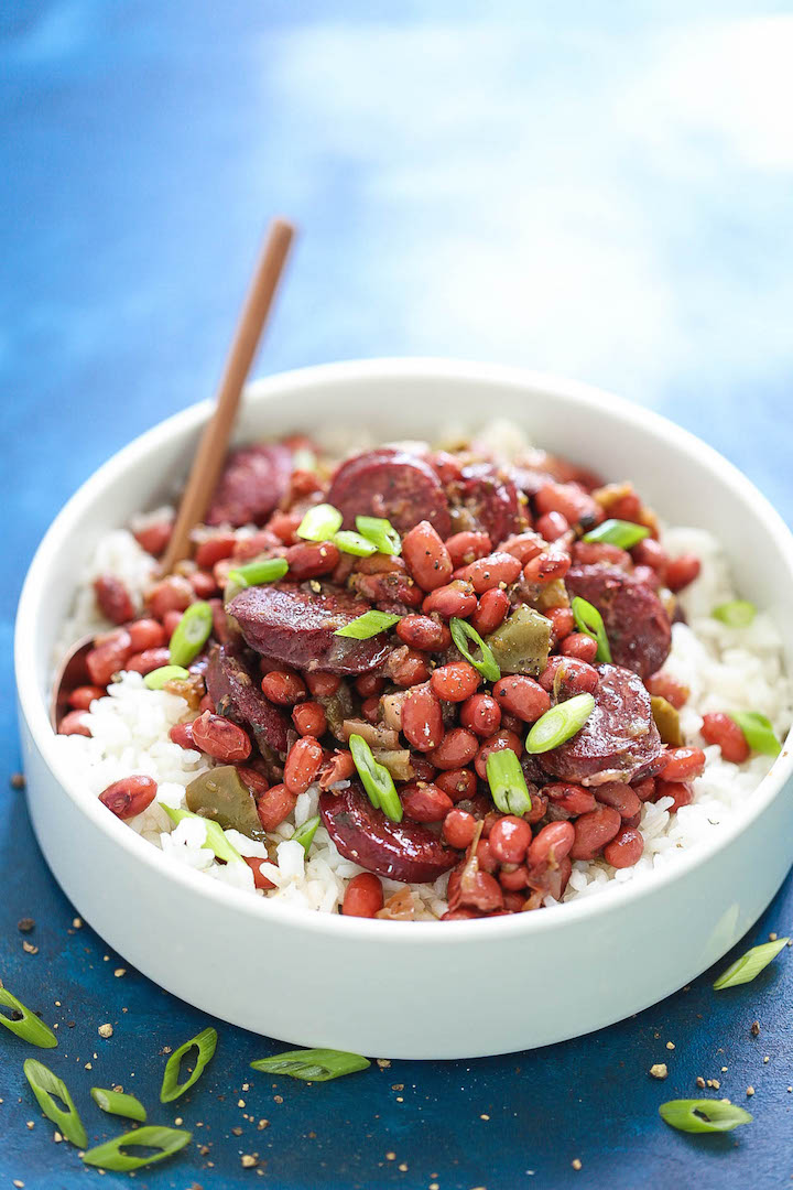 Instant Pot Red Beans and Rice - Thanks to the pressure cooker, everyone's favorite New Orleans dish can be made in no time! No need to presoak the beans either. Simply throw everything into the Instant Pot and let it do the work for you. SO EASY!