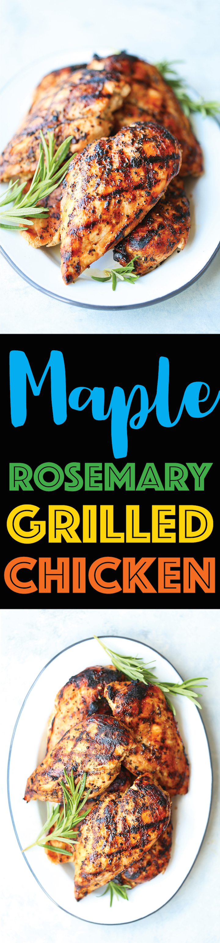 Maple Rosemary Grilled Chicken - Truly the best grilled chicken ever! It's wonderfully sweet and savory with just so much flavor with the simplest marinade!