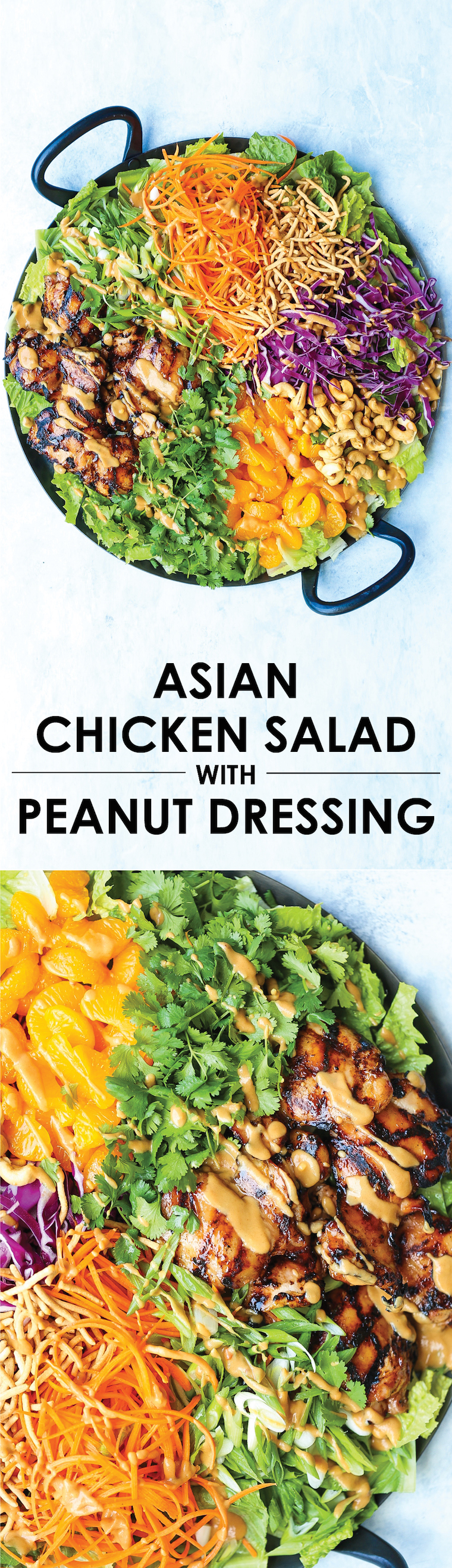 Asian Chicken Salad - With perfectly juicy, tender teriyaki chicken and the most amazing peanut dressing ever! It's quick, simple and perfect for a crowd!
