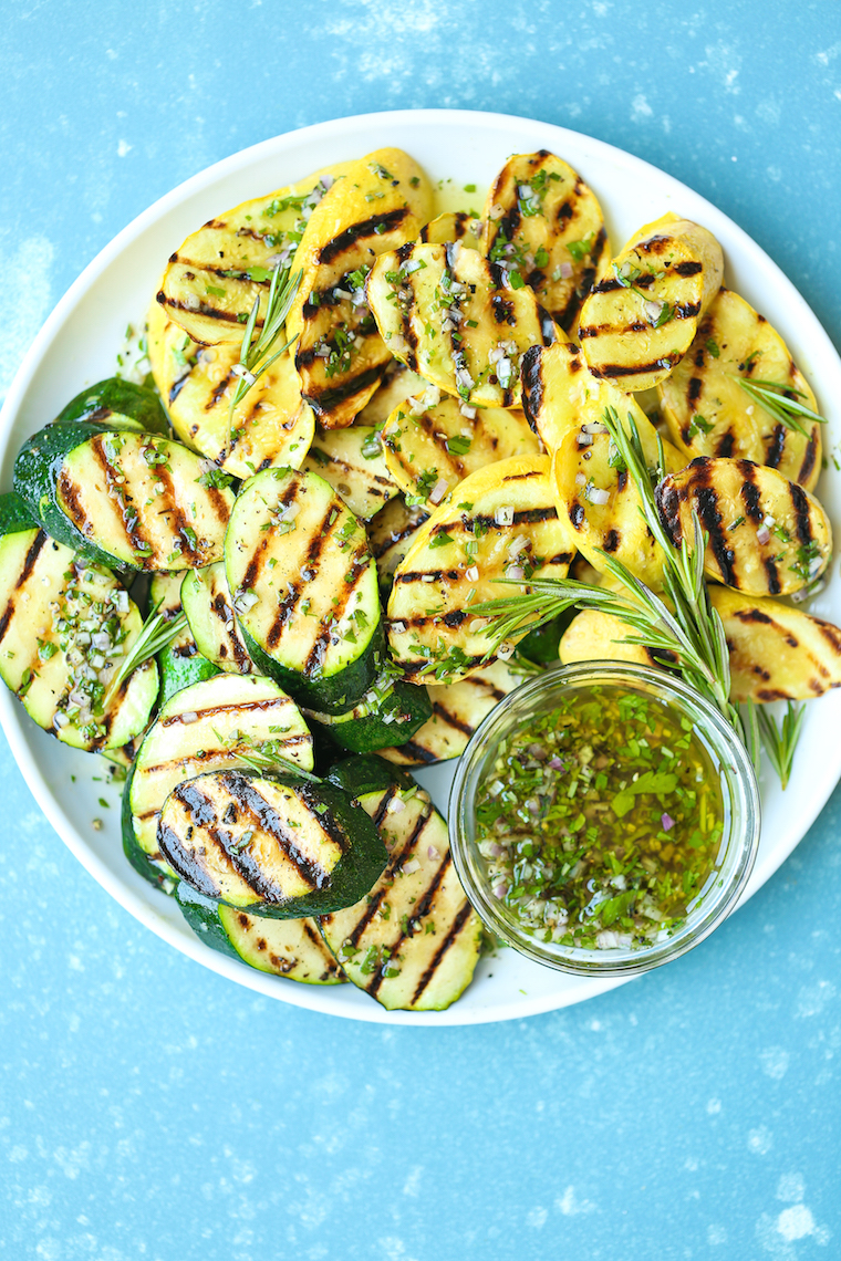 Grilled Garlic Herb Zucchini - An easy peasy summertime staple! The zucchini comes out perfectly garlicky, fresh, and crisp-tender - so simple yet so good!