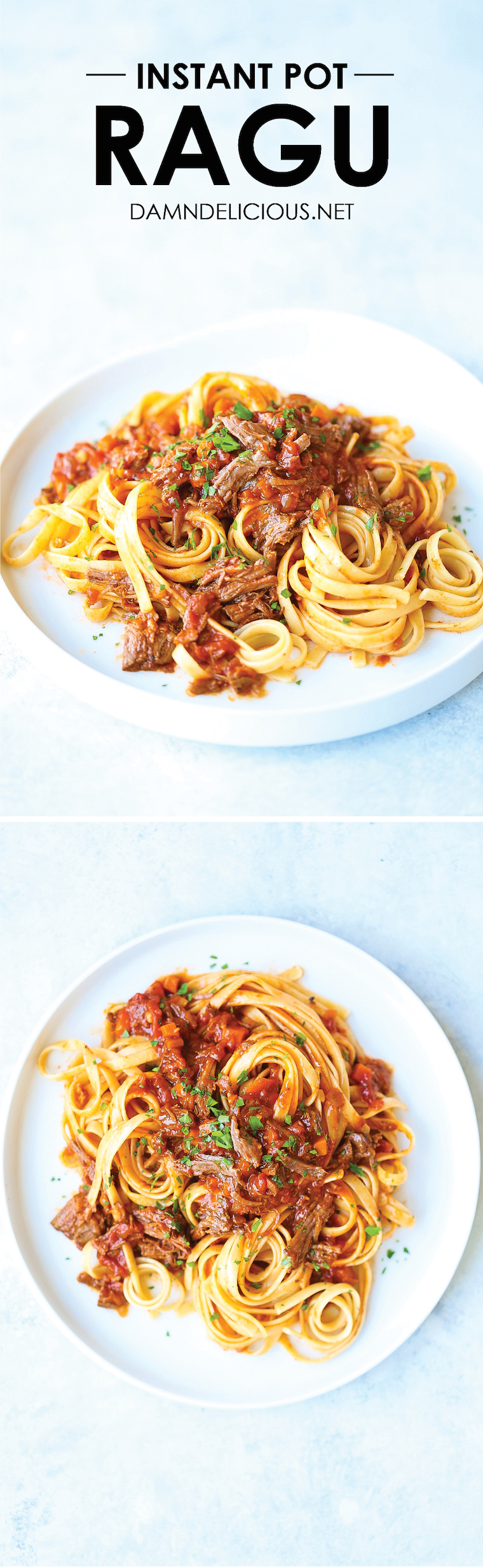 Instant Pot Ragu - The most tender beef ragu you can make in just a fraction of the time! The beef simply melts in your mouth and the sauce is so hearty!