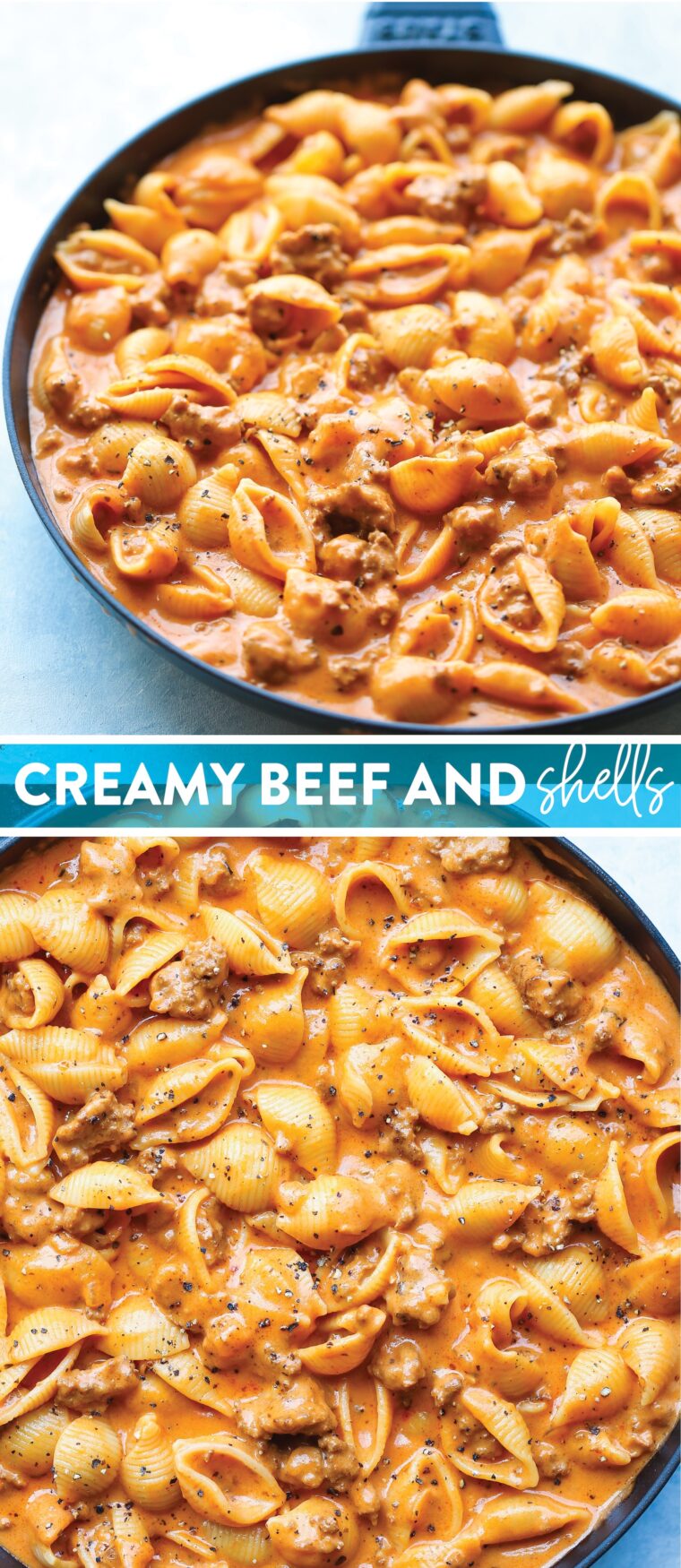 Creamy Beef and Shells - Quick, easy, budget-friendly (using ground beef), and made in just 30-40 minutes, a weeknight hero! A crowd-favorite for the entire family!