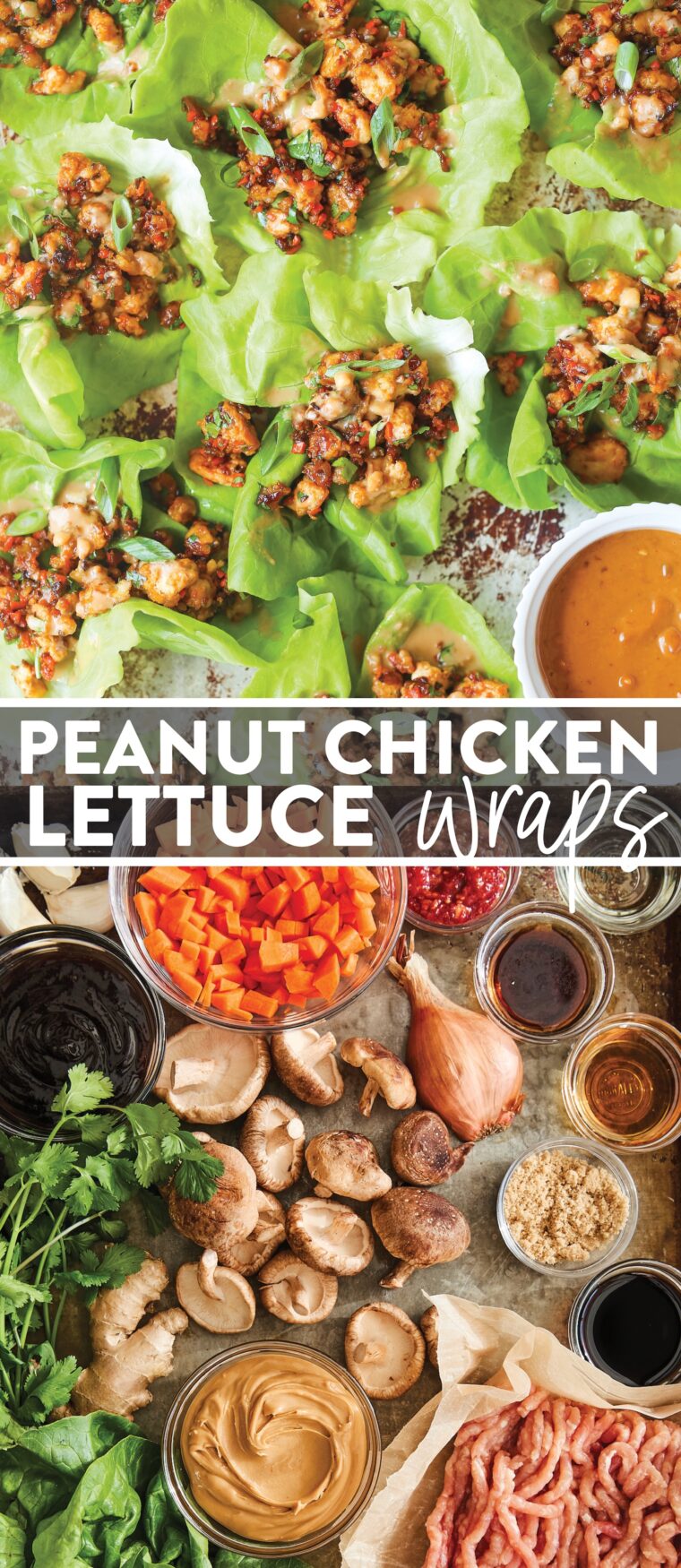 Peanut Chicken Lettuce Wraps - These peanut chicken lettuce wraps is a quick dinner option made in 25 min! So hearty, filling, and low-carb with the best peanut sauce ever!