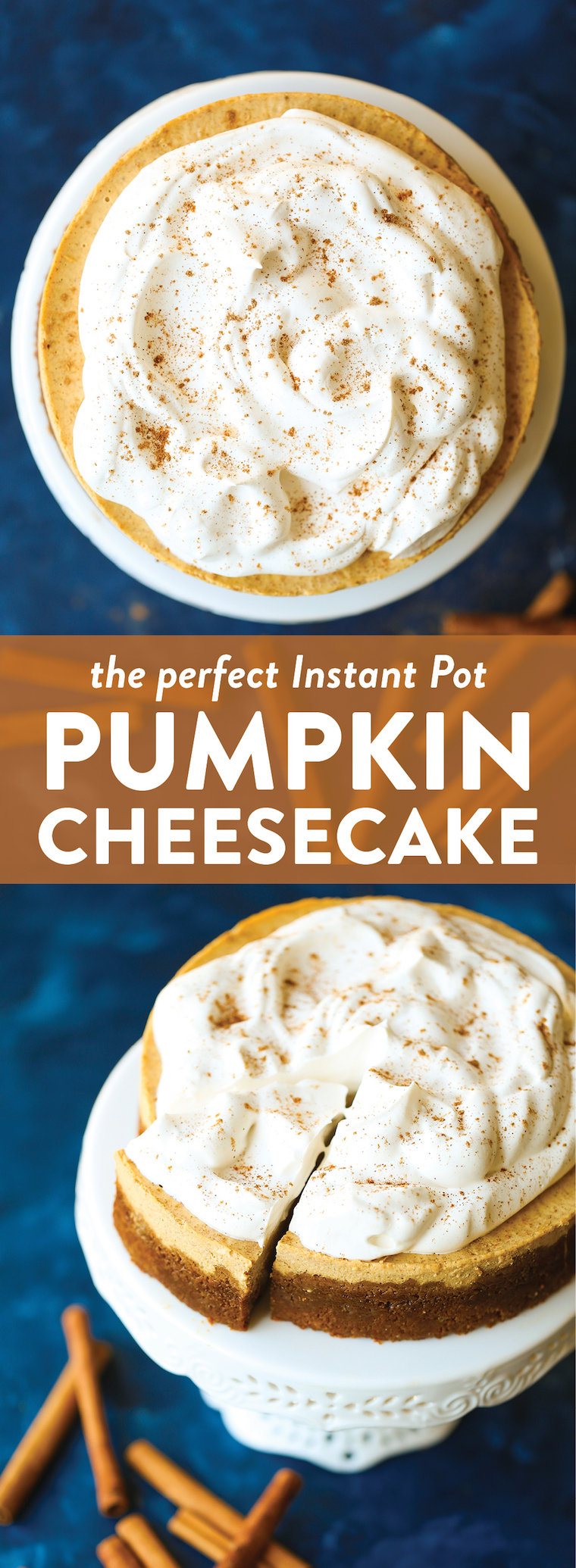 Instant Pot Pumpkin Cheesecake - So amazingly smooth and creamy with the most irresistible gingersnap cookie crust! And you don't even need oven space! WIN!