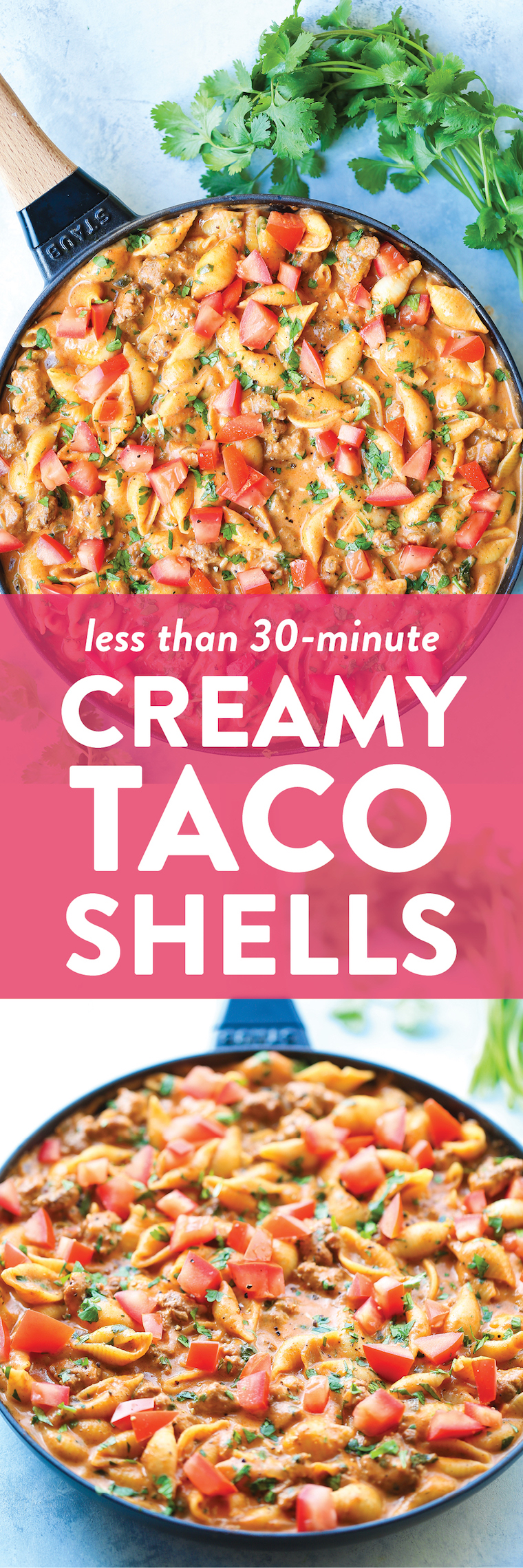 Creamy Taco Shells - My favorite 30-min weeknight meal! Made with hamburger meat and everyone's favorite taco flavor goodness. Everyone will LOVE THIS!