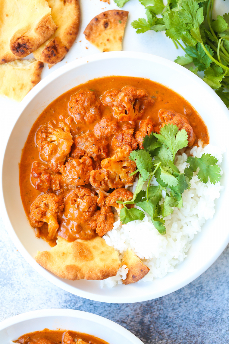 Butter Cauliflower Bowls - Indian butter chicken is made healthier + heartier with nutrient-loaded cauliflower! Just as creamy and flavorful, if not better!