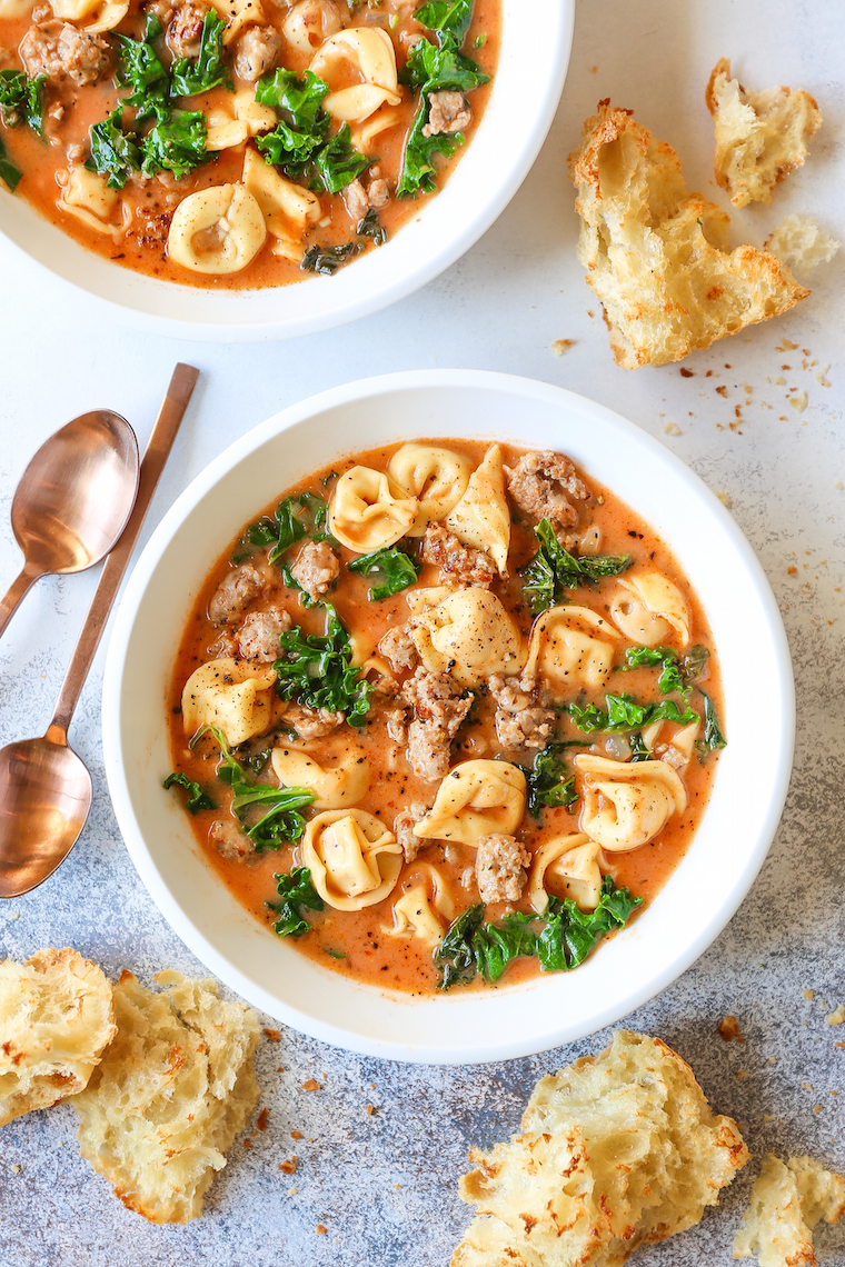 Creamy Tortellini Soup Recipe | Creamy Soup Recipes | Damn Delicious